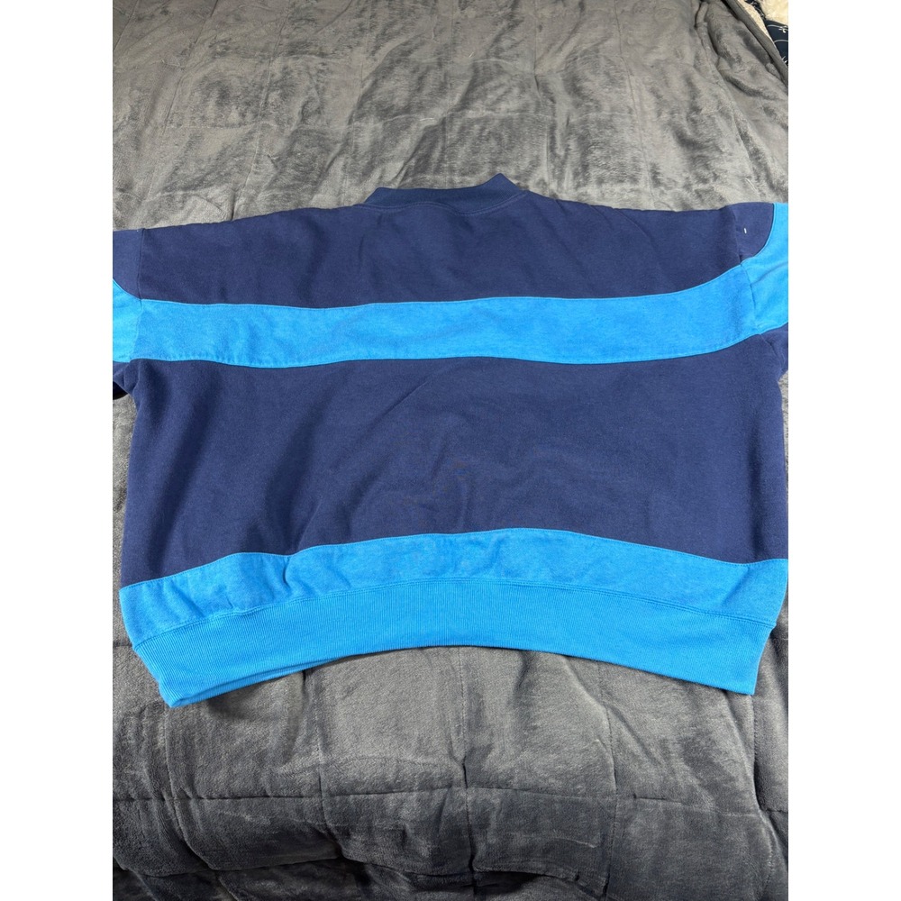 Vintage Adidas Trefoil Sweatshirt Mens Blue Striped Colorblock Crewneck 6195 - Picture 7 of 8